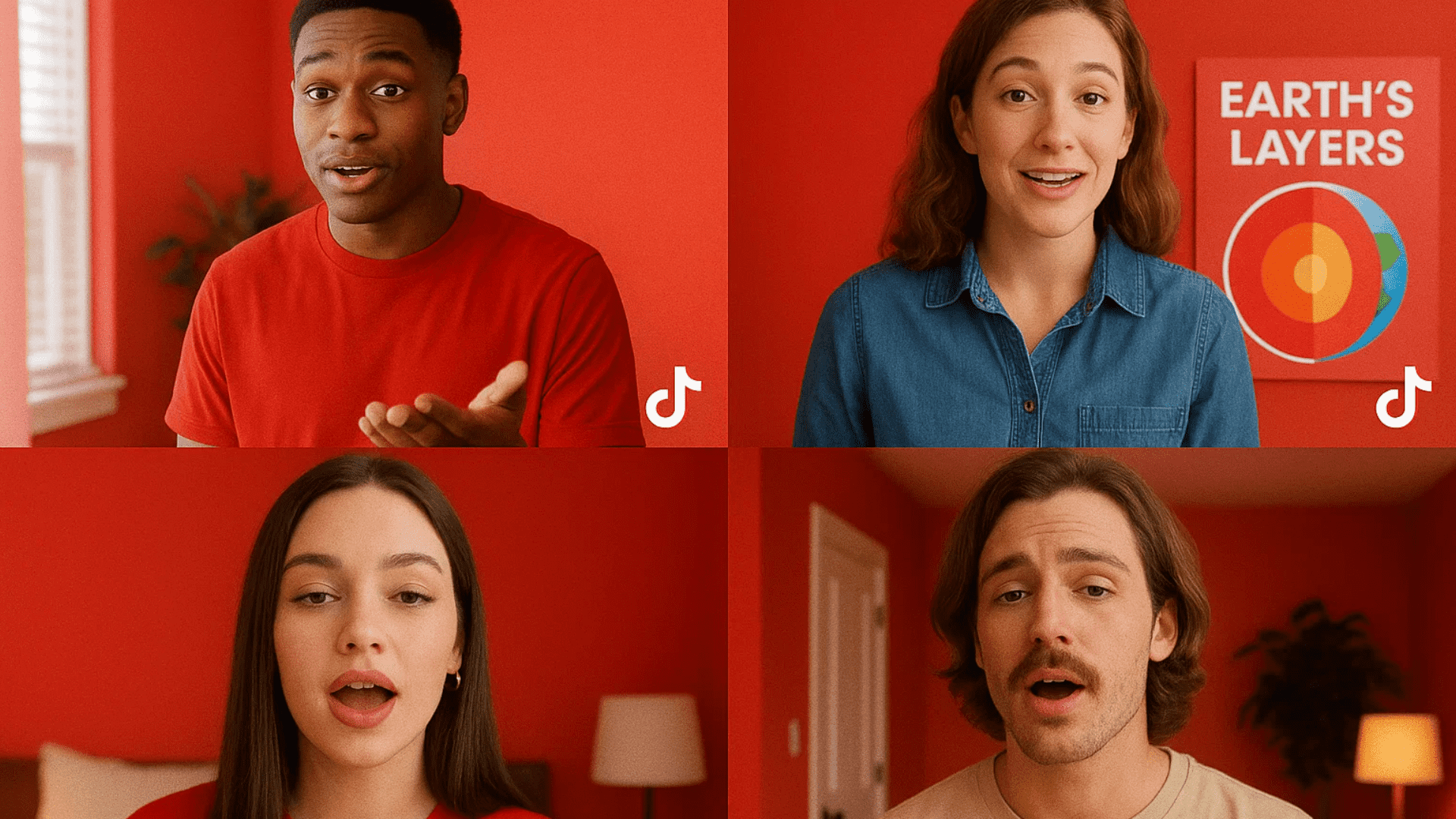 An image showing four different people talking about their own topics.